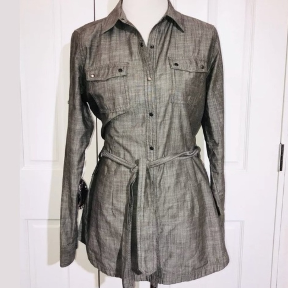 Columbia Tunic Snap Front Belted Chambray